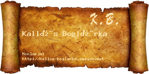 Kallós Boglárka névjegykártya